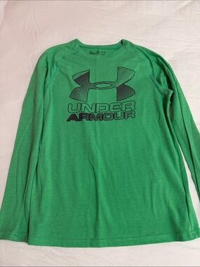 Under Armour Boy's Long Sleeve Tech Tee - Bright Green with Black Logo